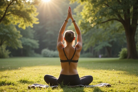 Donna che fa yoga all'aperto